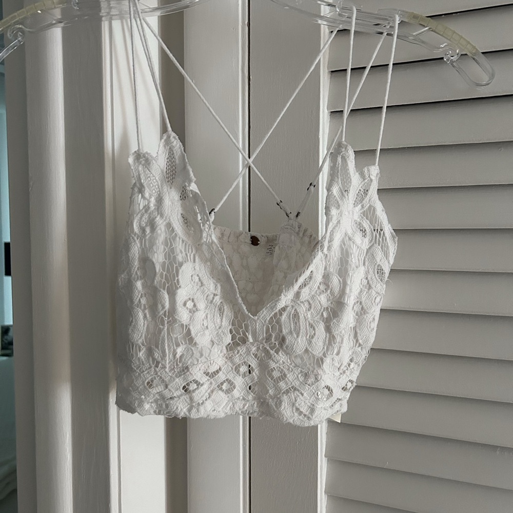 Free People Adela Floral White Lace Bralette